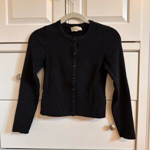 Sezane Black Ribbed Cardigan